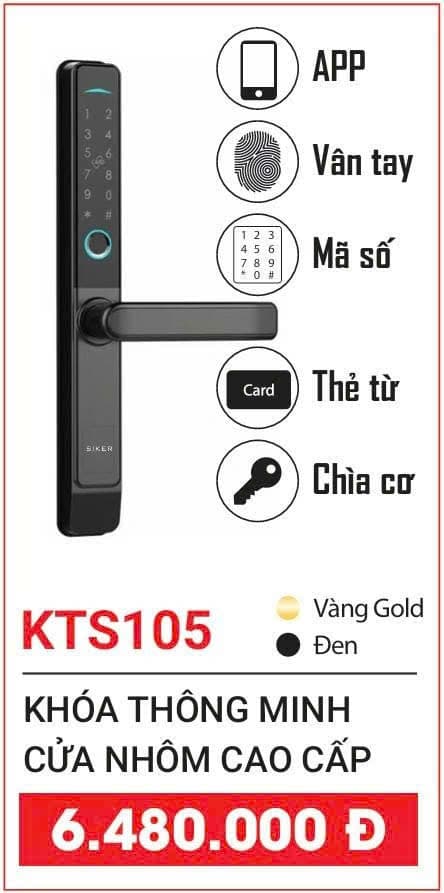 Khóa Thông Minh SIKER KTS105 Cửa Nhôm Cao Cấp
