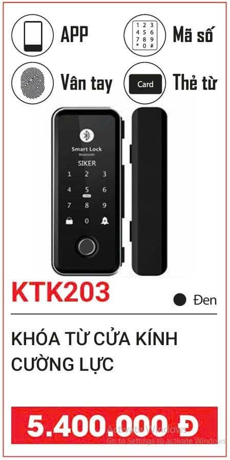 Khóa thông minh SIKER KTK203 cho cửa kính cường lực