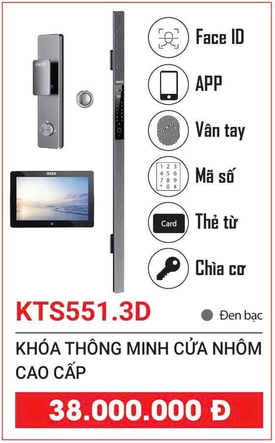 Khóa Thông Minh SIKER KTS551.3D Cao Cấp