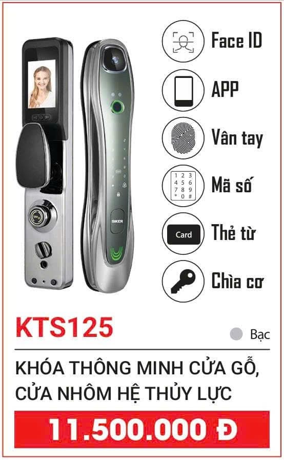 Khóa thông minh SIKER KTS125 cửa gỗ, cửa nhôm hệ thủy lực